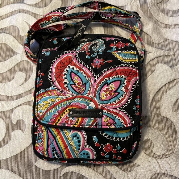 Vera Bradley Purse Parisian Paisley Pink Black Small Crossbody Bag Retired EUC - Picture 1 of 4